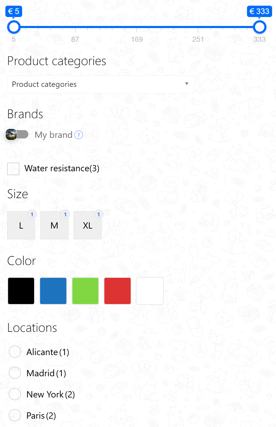 Product filter for Telegram store