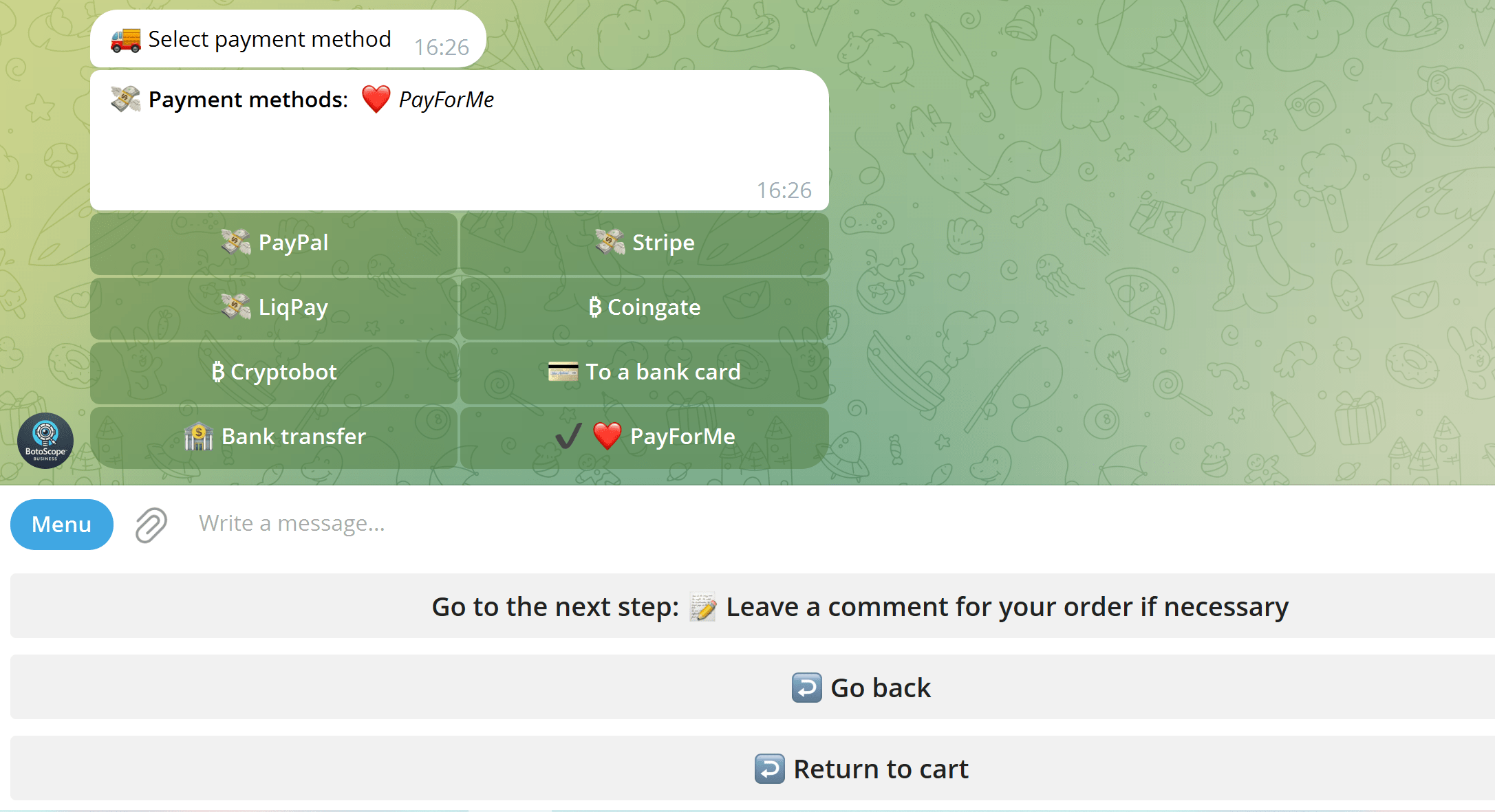 botoscope pay for me system